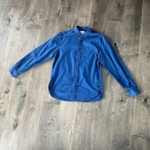 Lands End Blue Button Down with Embroidery